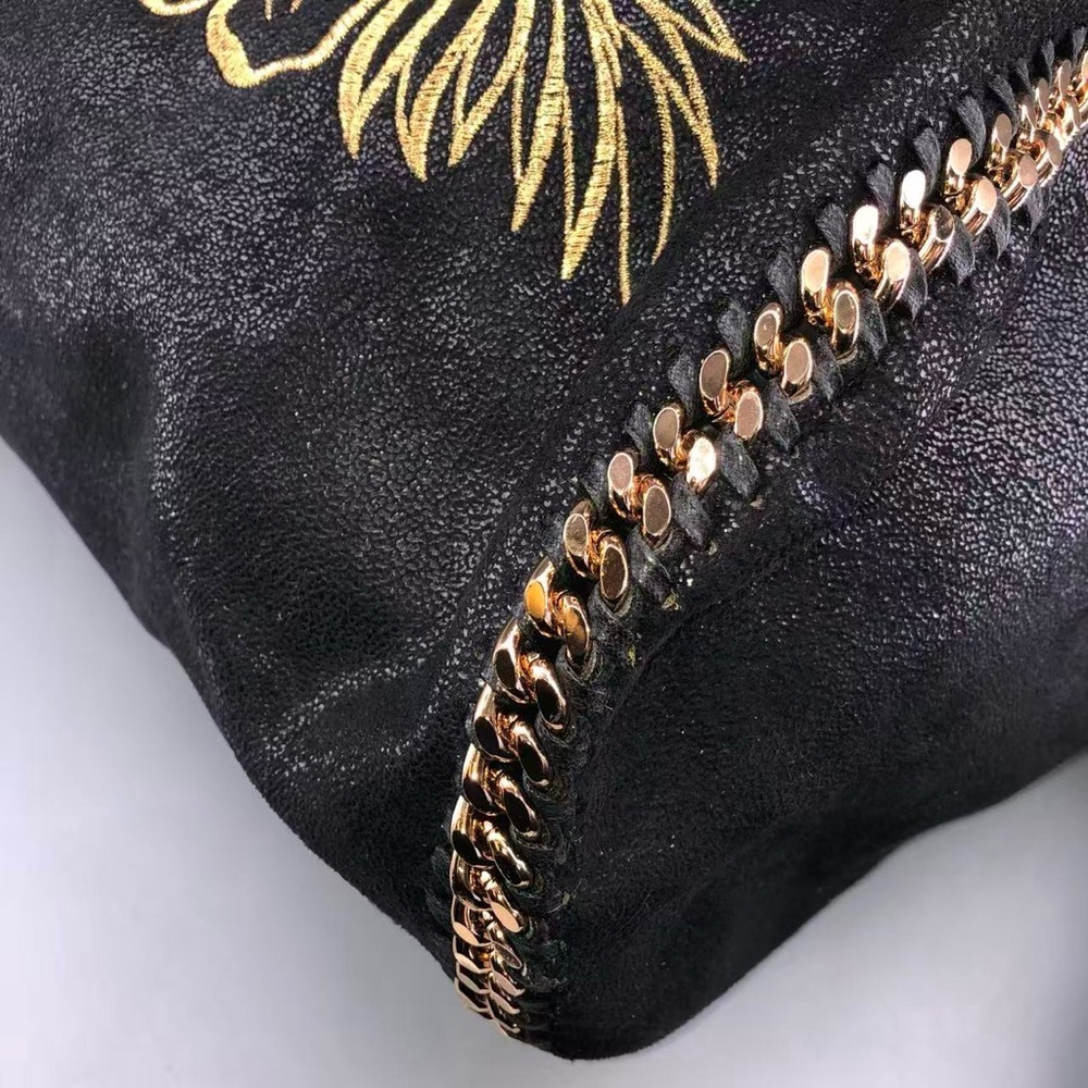 Stella McCartney 2018 Falabella Volcano Embroidered Tote Black Gold - Picture 12 of 15